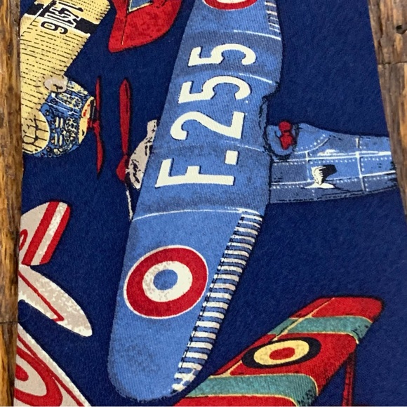 POLO by RALPH LAUREN Fighter Planes 100% Silk Tie - Picture 3 of 6